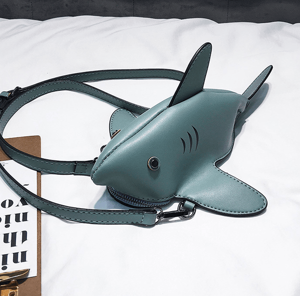 Gadget Gerbil Gray blue Shark Lovers - Shark Shaped Handbag
