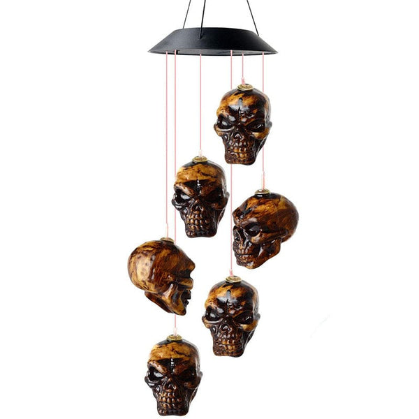 Gadget Gerbil Skull wind chimes Solar Wind Chimes Skull Pumpkin Lantern Outdoor Garden Halloween Decoration Light