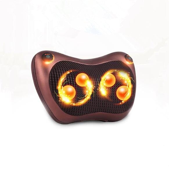 Gadget Gerbil UK Plug / Brown / Double bond Electric Infrared Heating Kneading Neck Shoulder Back Body Spa Massage Pillow Car Chair Shiatsu Massager Masaj Device