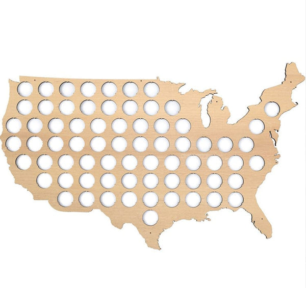Gadget Gerbil Wooden USA Beer Cap Map