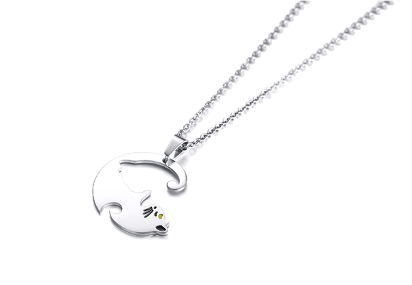 Gadget Gerbil Yin and Yang Cat Pendant Couple Necklaces