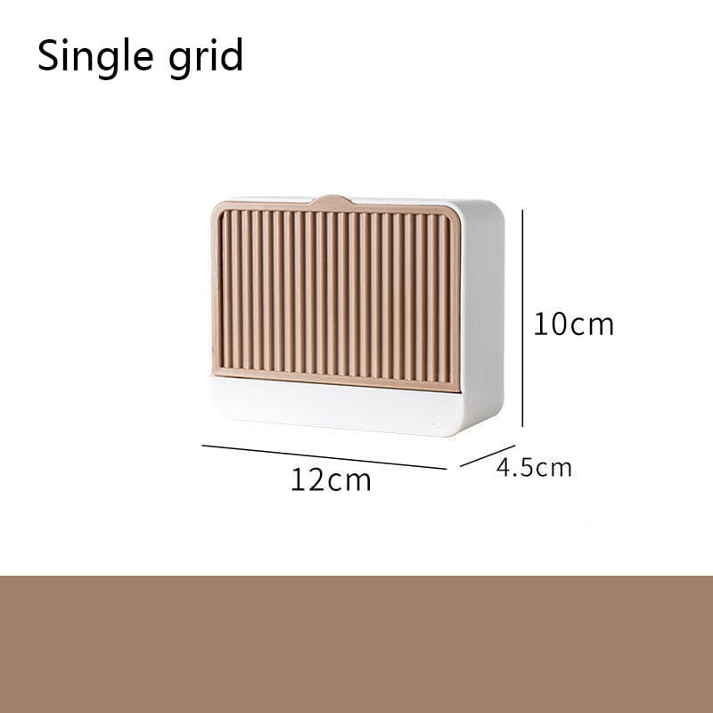 Gadget Gerbil 01Khaki / Single grid Wall Mounted Grids Soap Storage Box