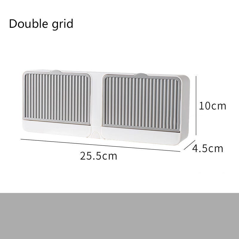 Gadget Gerbil 02Grey / Double grid Wall Mounted Grids Soap Storage Box