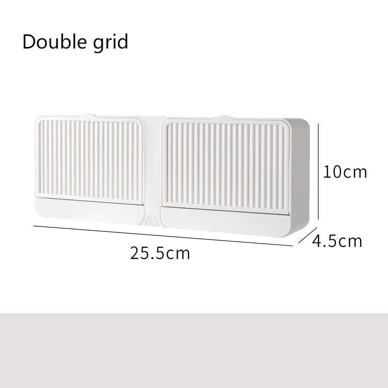 Gadget Gerbil 02White / Double grid Wall Mounted Grids Soap Storage Box