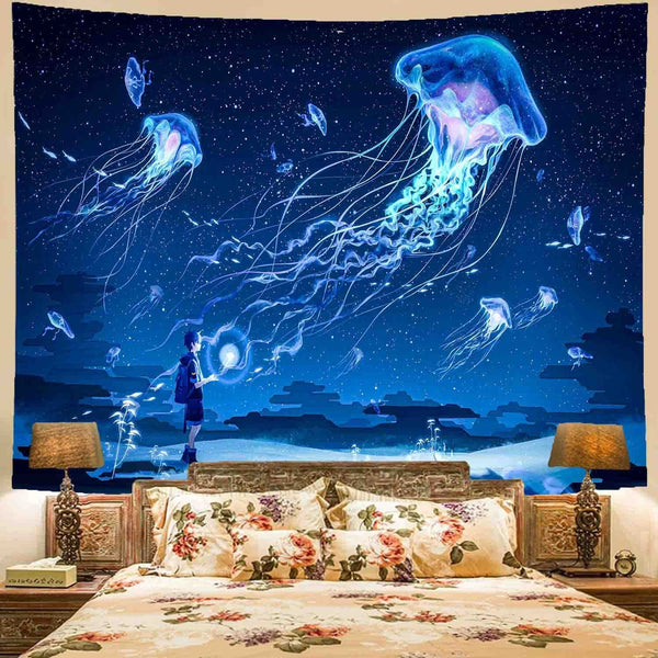 Gadget Gerbil 1 Style / 150x130cm Psychedelic Jellyfish Tapestry