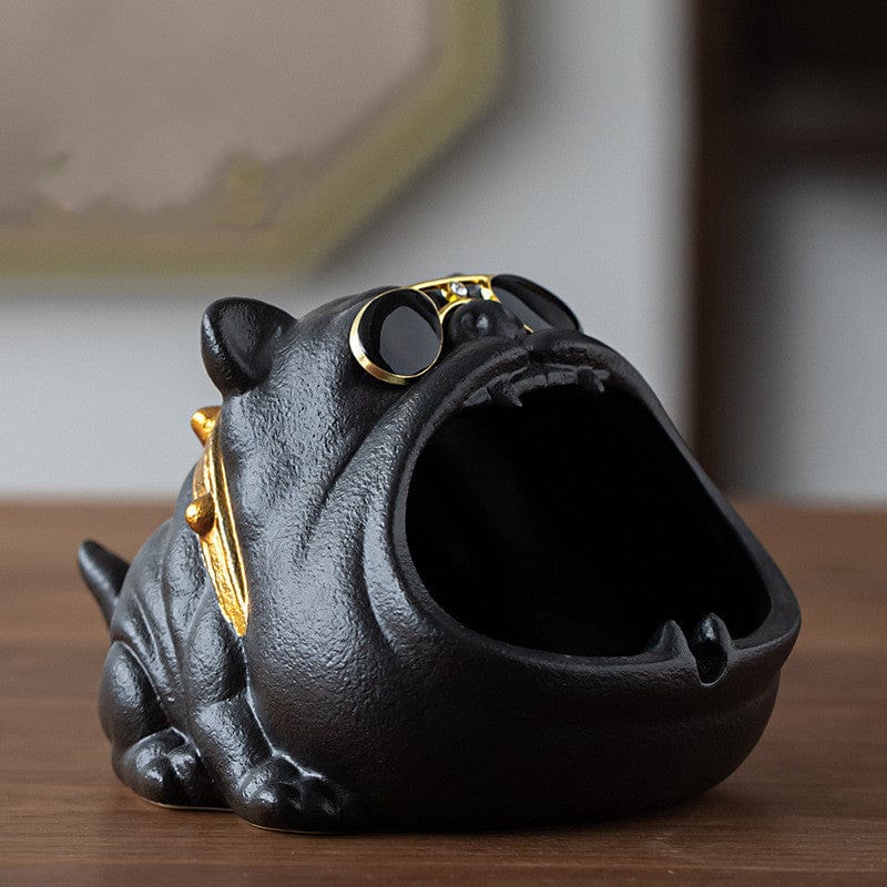 Gadget Gerbil 1Black Ceramic Bulldog Ashtray