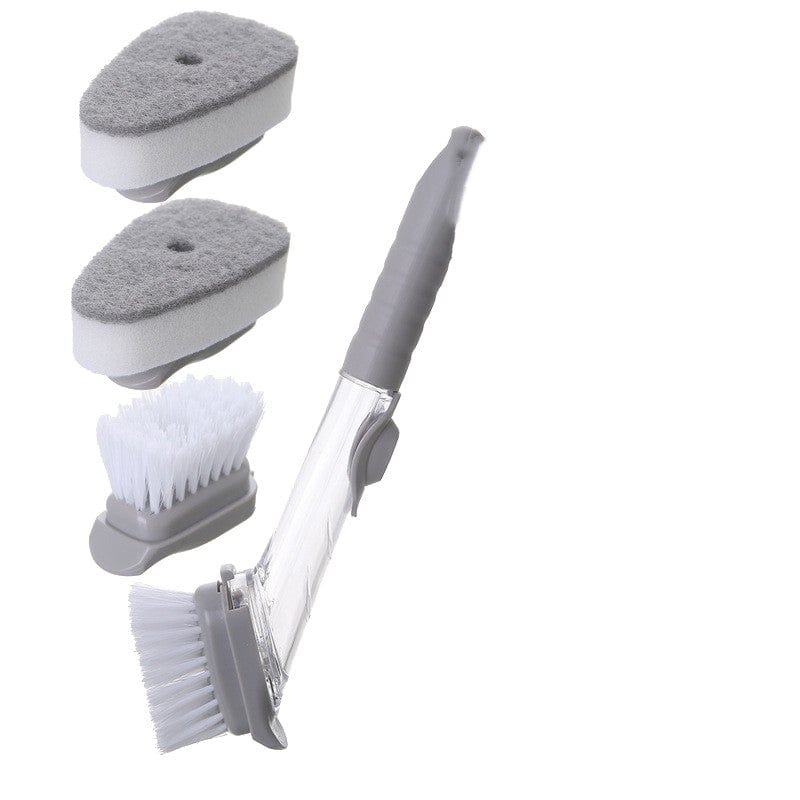 Gadget Gerbil 1set two brush heads two spong 2 In 1 Dishwashing Handle Cleaning Brush
