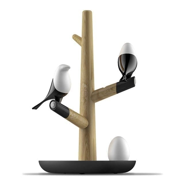 Gadget Gerbil 2 birds and 1 egg Creative Cartoon Bird Light Bird Egg Light Detachable Easy To Install Natural Wood Children'S Bedroom LED Induction Night Light