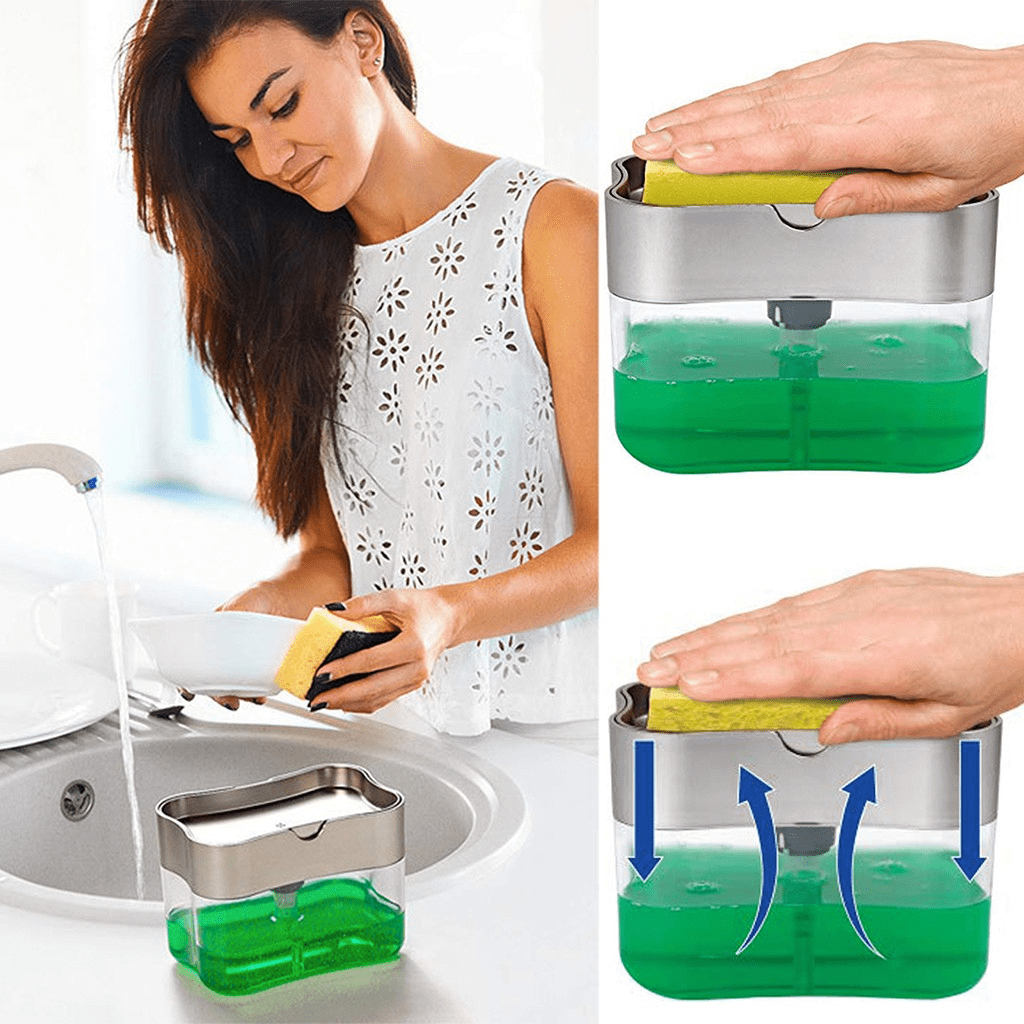 Gadget Gerbil 2-In-1 Soap Pump Dispenser Sponge Holder