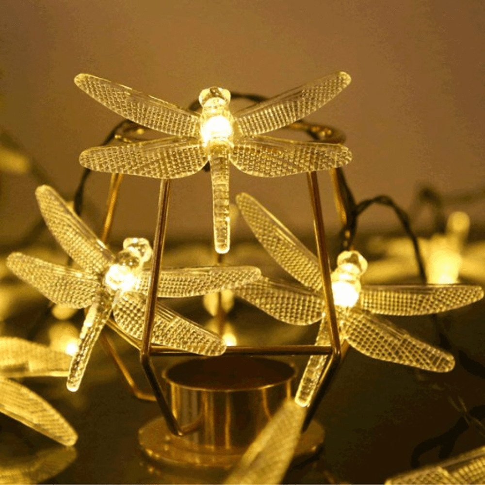 Gadget Gerbil 20ft Solar Powered Dragonfly String Lights (30 Lights)