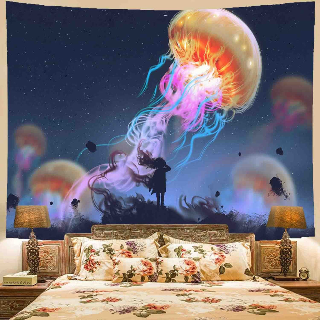 Gadget Gerbil 3 Style / 150x150cm Psychedelic Jellyfish Tapestry