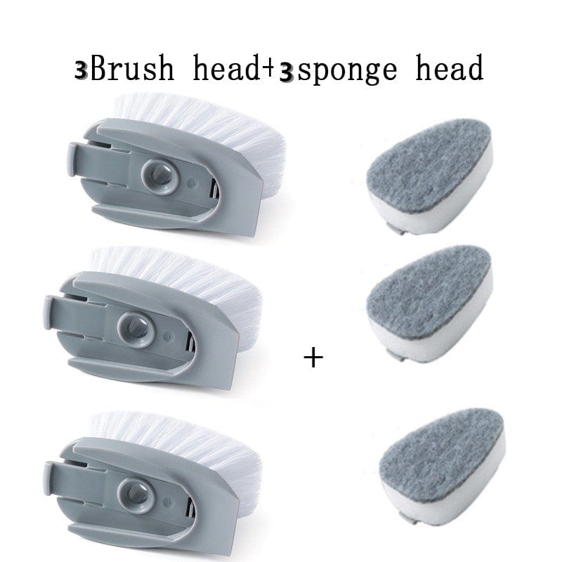 Gadget Gerbil 3Brush and 3sponge 2 In 1 Dishwashing Handle Cleaning Brush