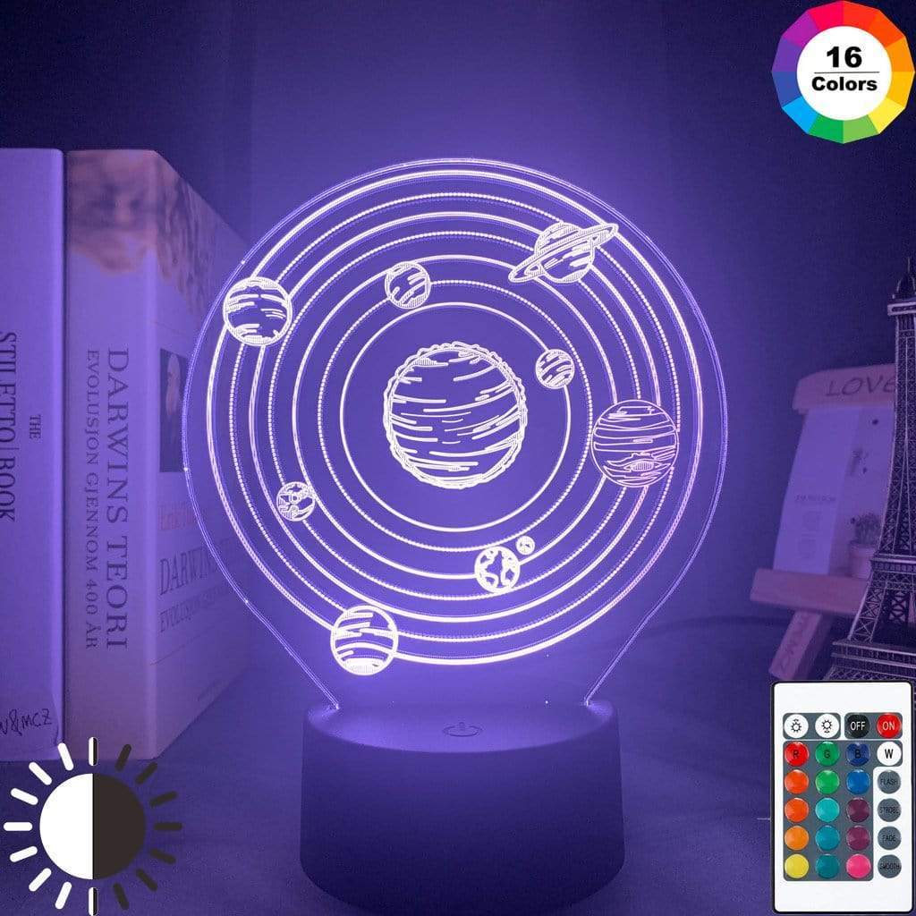 Gadget Gerbil 3D LED Solar System Lamp Night Light (16 Color Remote)