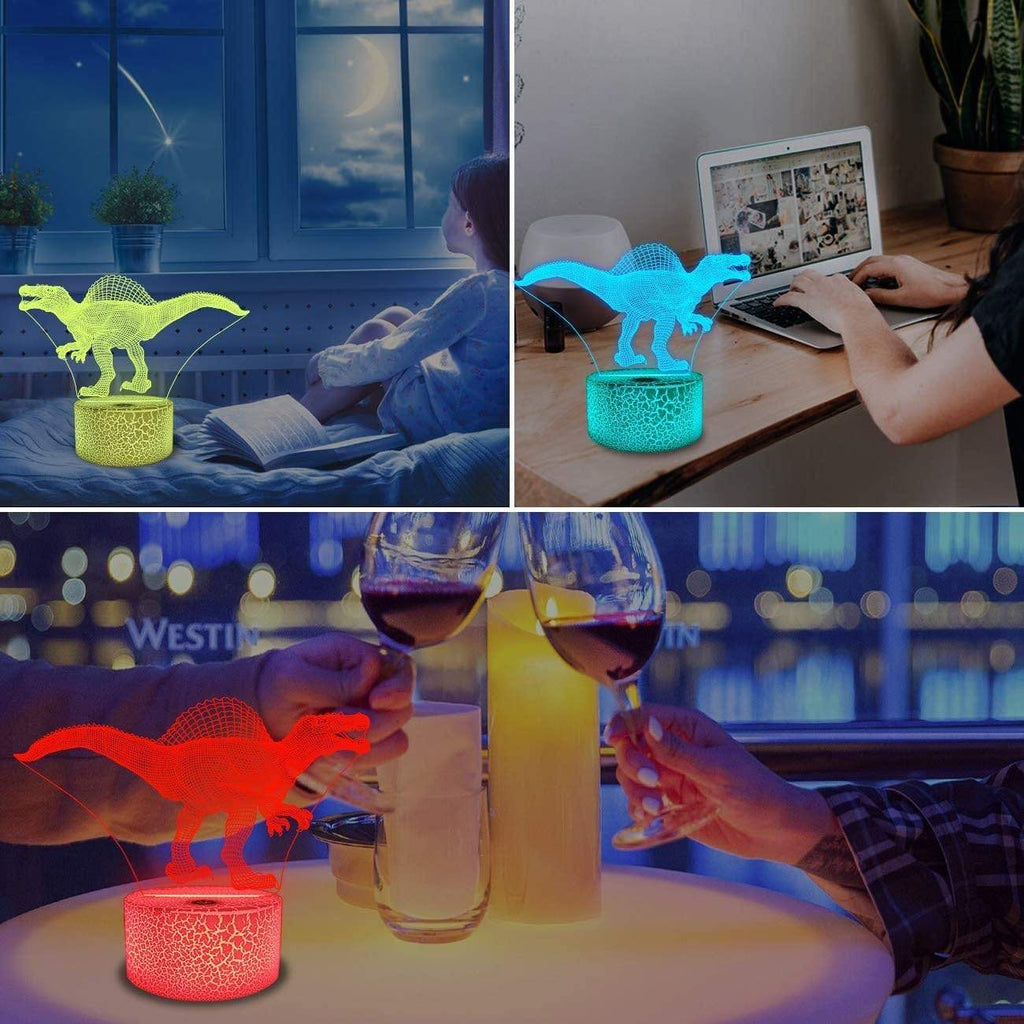 Gadget Gerbil 3D LED Spinosaurus Lamp Night Light (16 Color Remote)