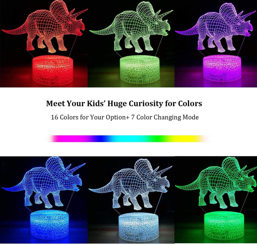 Gadget Gerbil 3D LED Triceratops Lamp Night Light (16 Color Remote)