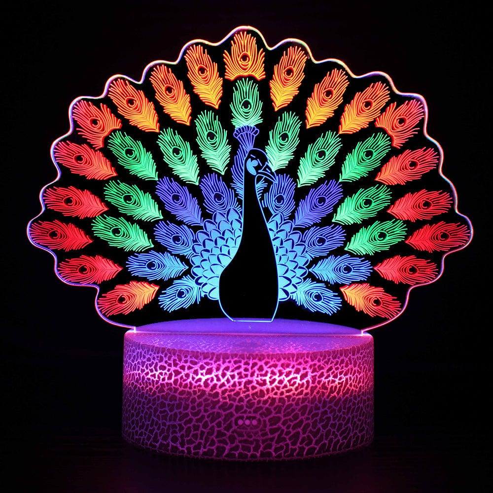Gadget Gerbil 3D Peacock Lamp Night Light