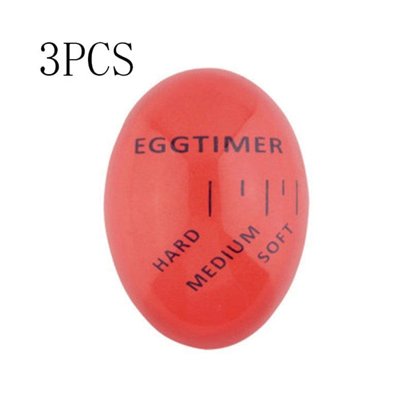 Gadget Gerbil 3PC Egg Timer Perfect Color Changing Timer Yummy Soft Hard Boiled Eggs Cooking Kitchen Eco-Friendly Resin Egg Red Timer Tools
