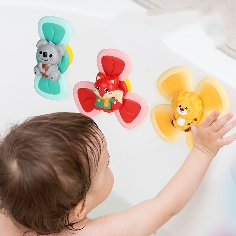 Gadget Gerbil 3PCS Spinning Top Baby Sucker Top Toy Creative Bath Swimming Water Toys Sucker Suction Cup Fun Game Baby Teether Toys