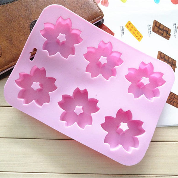 Gadget Gerbil 6 Slot Silicone Cherry Blossom Shaped Baking Mold