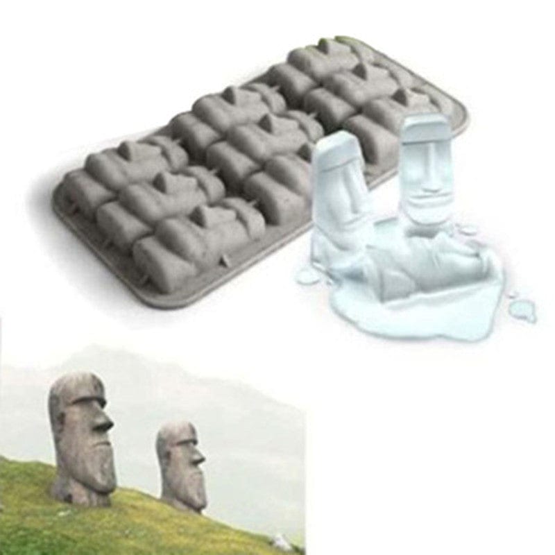 Gadget Gerbil 9 Slot Silicone Easter Island Moai Statues Shaped Ice Mold