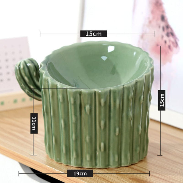 Gadget Gerbil A Ceramic Cactus Shaped Cat Food Bowl