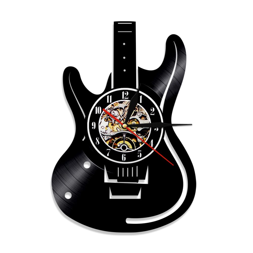 Gadget Gerbil A / With light Vinyl Record Electric Guitar Wall Clock