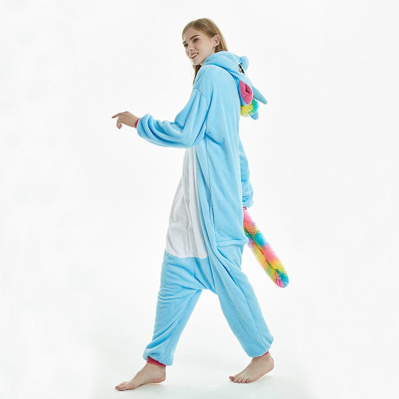 Gadget Gerbil Adult Blue Unicorn Onesie Pajamas