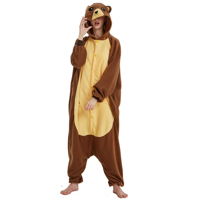 Gadget Gerbil Adult Brown Bear Onesie Pajamas