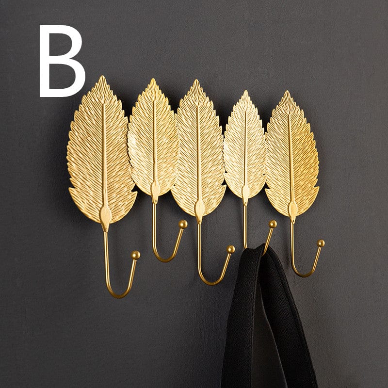 Gadget Gerbil B Gold Leaf Shaped Coat Hooks