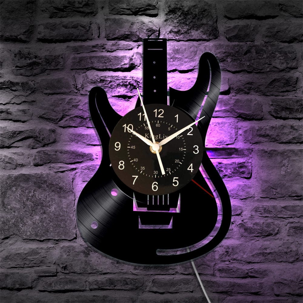 Gadget Gerbil B / No light Vinyl Record Electric Guitar Wall Clock