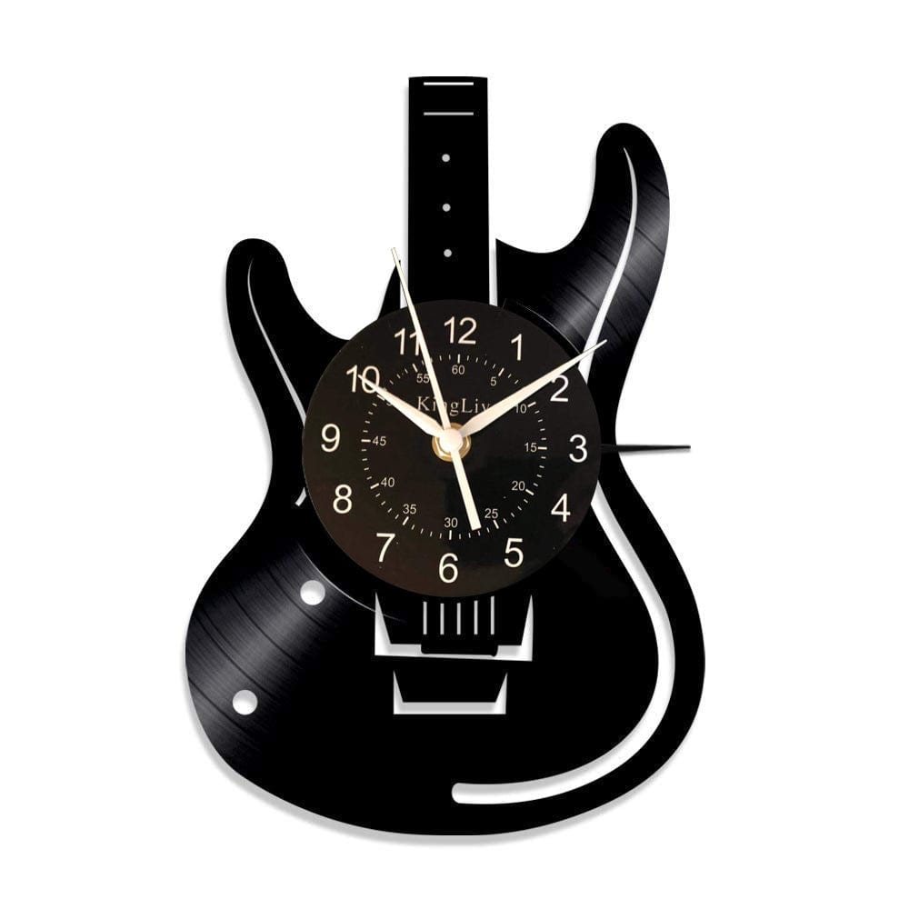 Gadget Gerbil B / With light Vinyl Record Electric Guitar Wall Clock