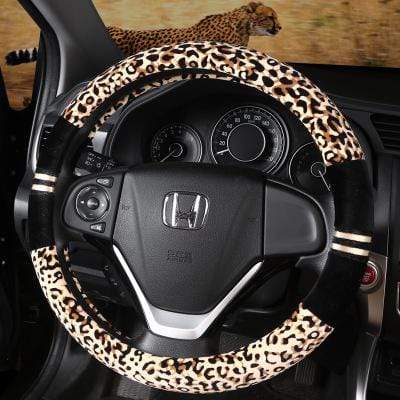 Gadget Gerbil Beige Leopard Print Steering Wheel Cover