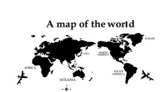 Gadget Gerbil Black / 176X86 A Map Of The World Wall Sticker