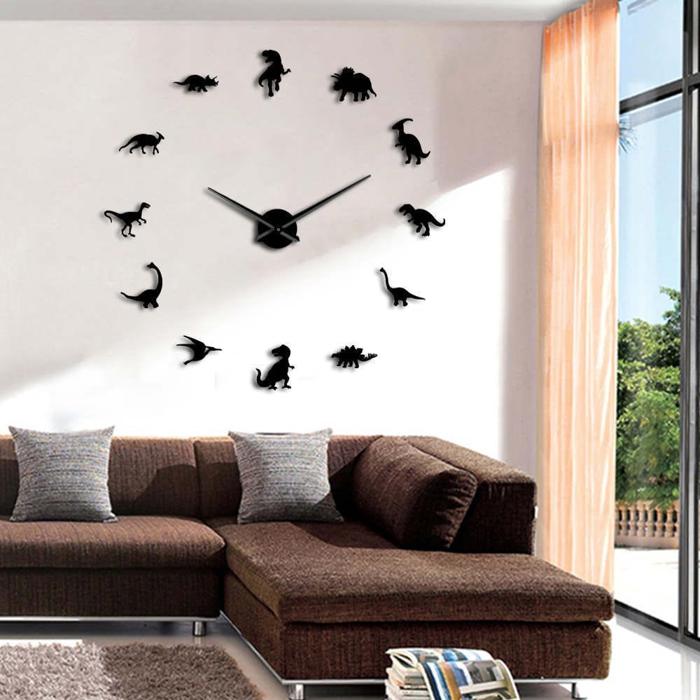 Gadget Gerbil Black Dinosaur Wall Clock