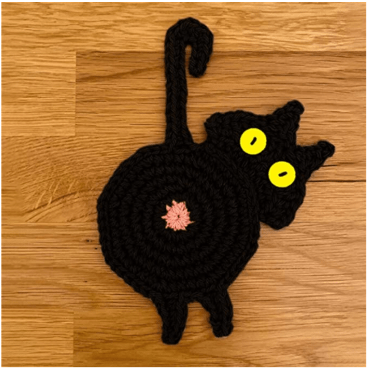 Gadget Gerbil Black Home Dining Table Fashion Cat Knitted Coaster