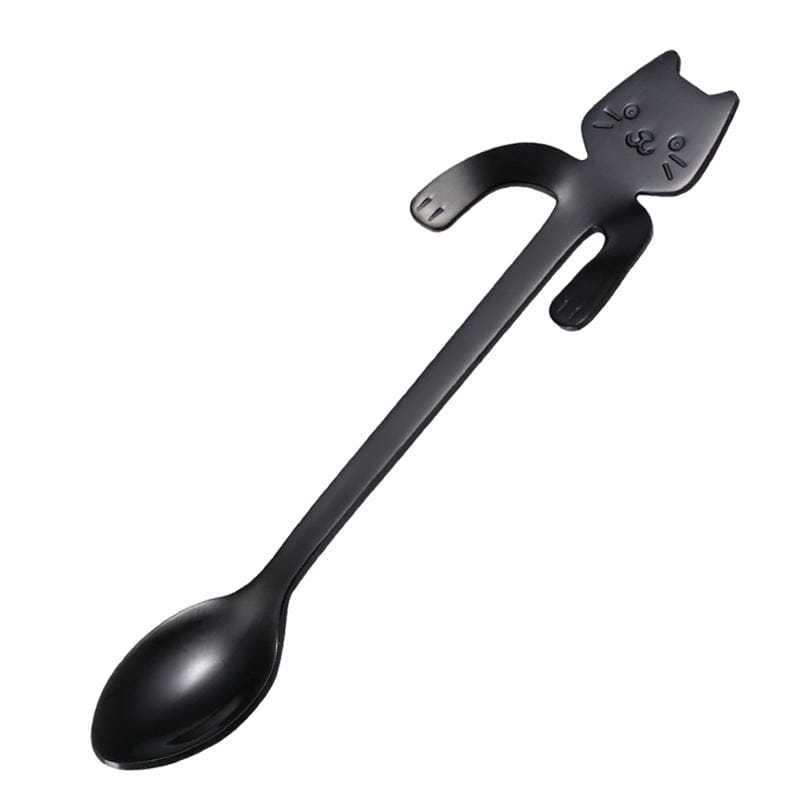 Gadget Gerbil Black / L Stainless Steel Hanging Cat Coffee Spoon