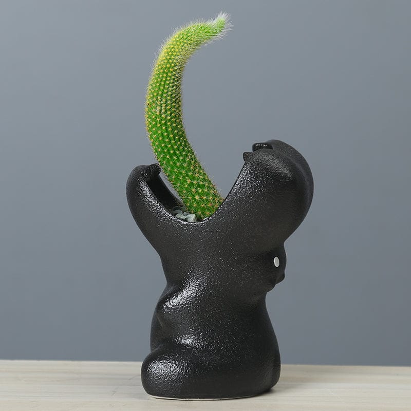 Gadget Gerbil Black Mini Hippo Flower Pot