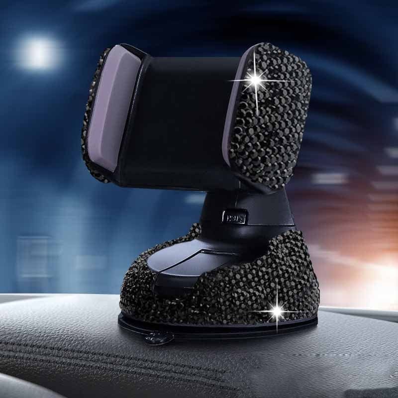 Gadget Gerbil Black Multifunctional Air Outlet Diamond-encrusted Car Phone Holder