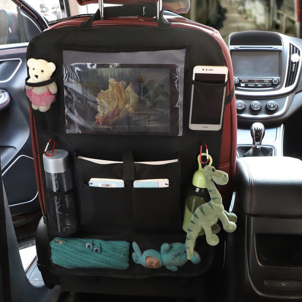 Gadget Gerbil Black Organizer Multi-Pocket Universal Car Organizer Protector Hanging Storage Bag Car Auto Phone Pocket Car Back Seat Pouch For Kids