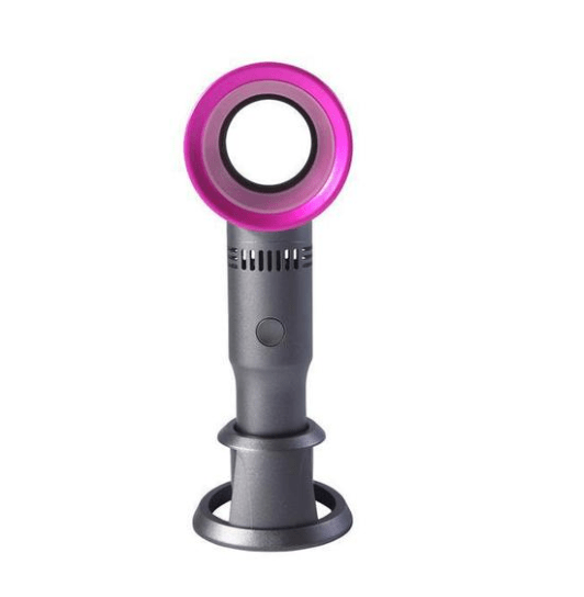 Gadget Gerbil Black (Pink Ring) USB Rechargeable Handheld Bladeless Fan