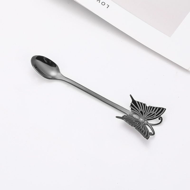 Gadget Gerbil Black spoon Stainless Steel Butterfly Coffee Spoon