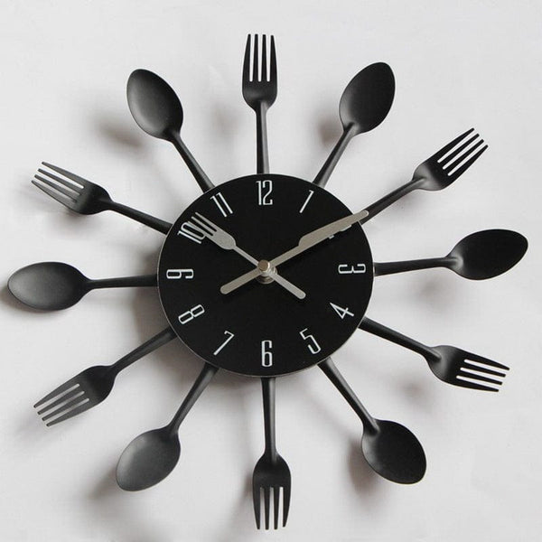 Stainless Steel Fork and Spoon Wall Clock