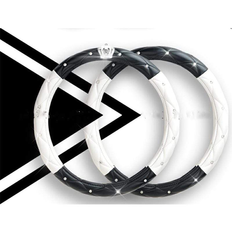 Gadget Gerbil Black white / 38cm Diamond Steering Wheel Cover