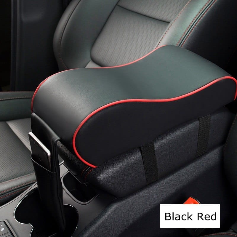 Gadget Gerbil Blackred Leather Memory Foam Car Armrest Cushion