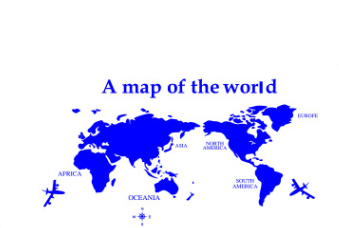 Gadget Gerbil Blue / 176X86 A Map Of The World Wall Sticker