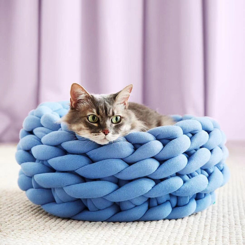 Gadget Gerbil Blue / 30cm Cat House Cushion Soft Long Plush Warm Pet Mat Cute Kennel Cat Sleeping Basket Bed Round Fluffy Comfortable Touch Pet Products