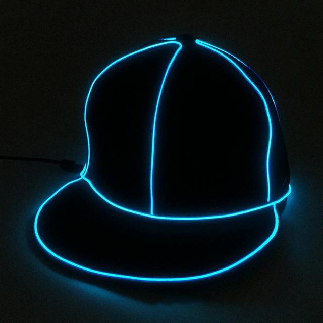 Gadget Gerbil Blue / 3V New flat edge EL light hat Men's light baseball cap hiphop street dance tide fluorescent hip hop hat