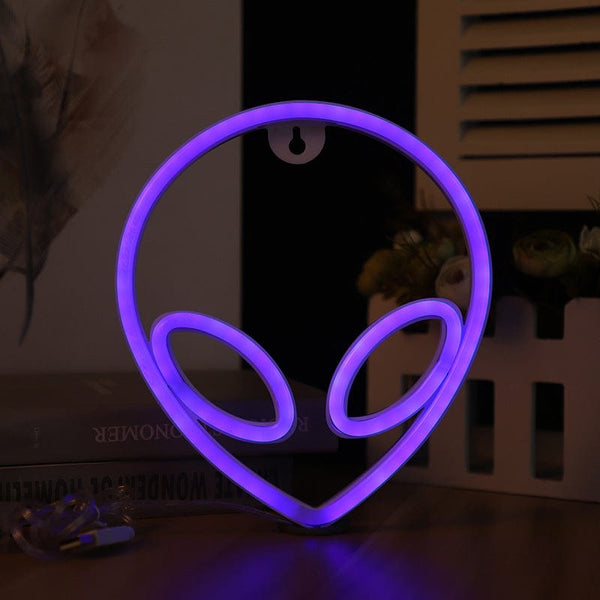 Gadget Gerbil Blue Alien Head Neon Sign