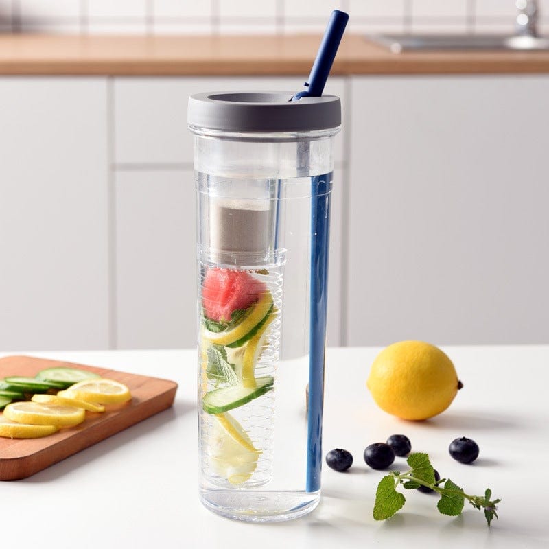 Gadget Gerbil Blue Infuser Bottle With Straw
