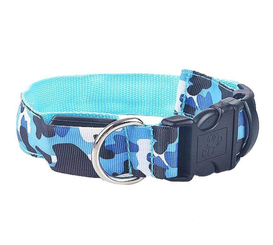 Gadget Gerbil Blue / M Camouflage Print LED Dog Collar